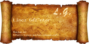 Lincz Günter névjegykártya